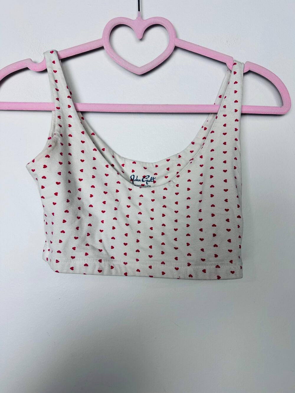 Brandy Melville John Galt Heart Cropped Unpadded Bra Tank Size Small